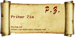 Priher Zia névjegykártya